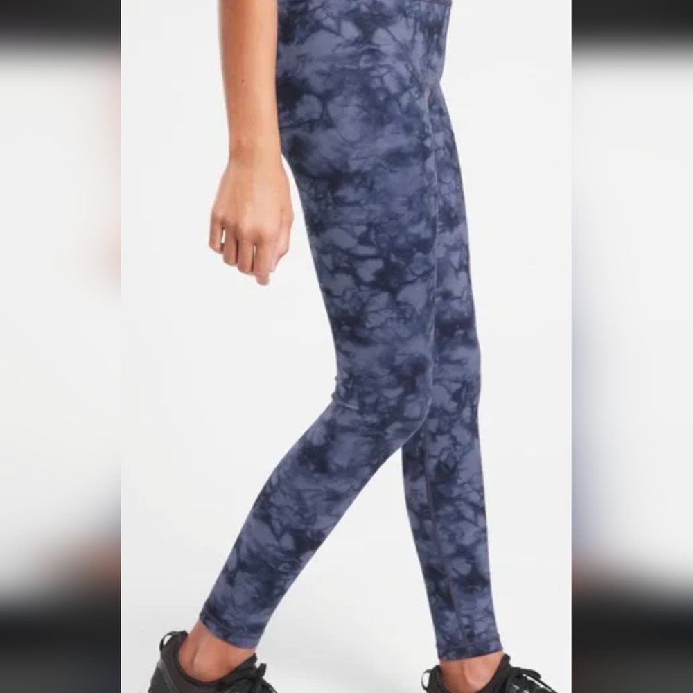 Athleta Girl Active wear Athleta blue marble leggings size L/12 - Picture 2 of 4